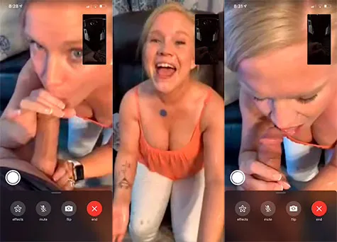 Ellie Brooks - Cheating wife FaceTimes hubby BJ/Facial