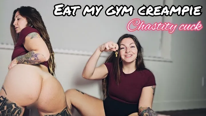 Spookybunz Clips - Chastity cuck eats gym step-bro's creampie