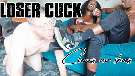 Queen Melanins Clips - Loser Cuck cleans our shoes - Humiliation from Alpha couple - Queen Melanin, Black Diamond, SissyJordan