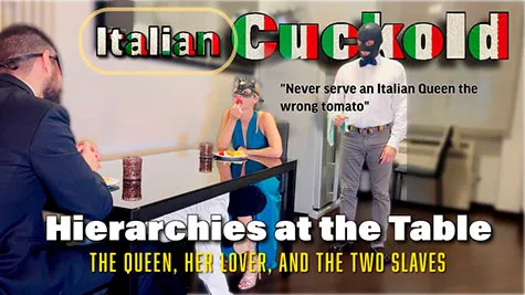 Gea Domina - Hierarchies At The Table: The Queen, Her Lover And The Two Slaves (Italian Cuckold) - Gea Domina, Michele L, Anfibio, Fidanzato Di Gea