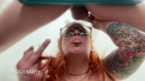 VeggieBabyy - Cuckold POV: sucking off my bull and spitting his cum on you