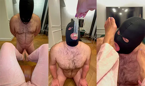 God Slavena - Pindick Cuckold Swallow my boyfriend’s Cum during FOOTJOB jerk-off POV